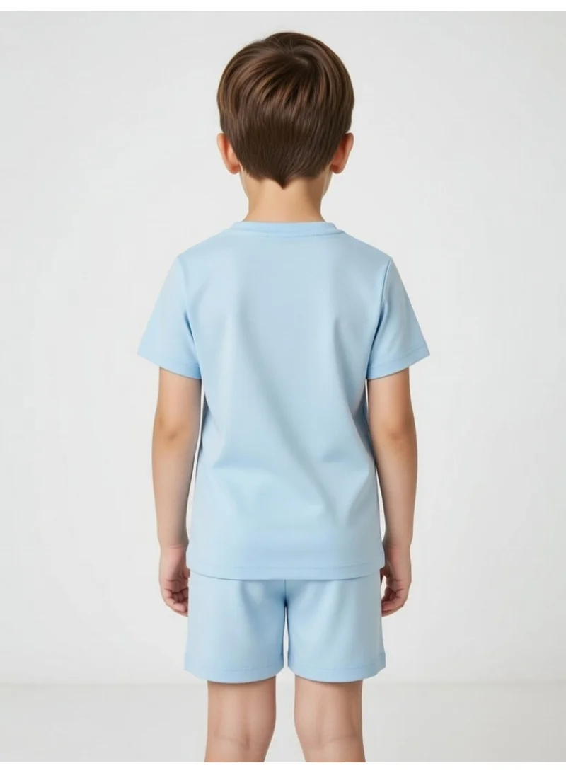 سوبر مان سوبرمان | طقم تيشيرت بأكمام قصيرة وشورت للأولاد | أزرق